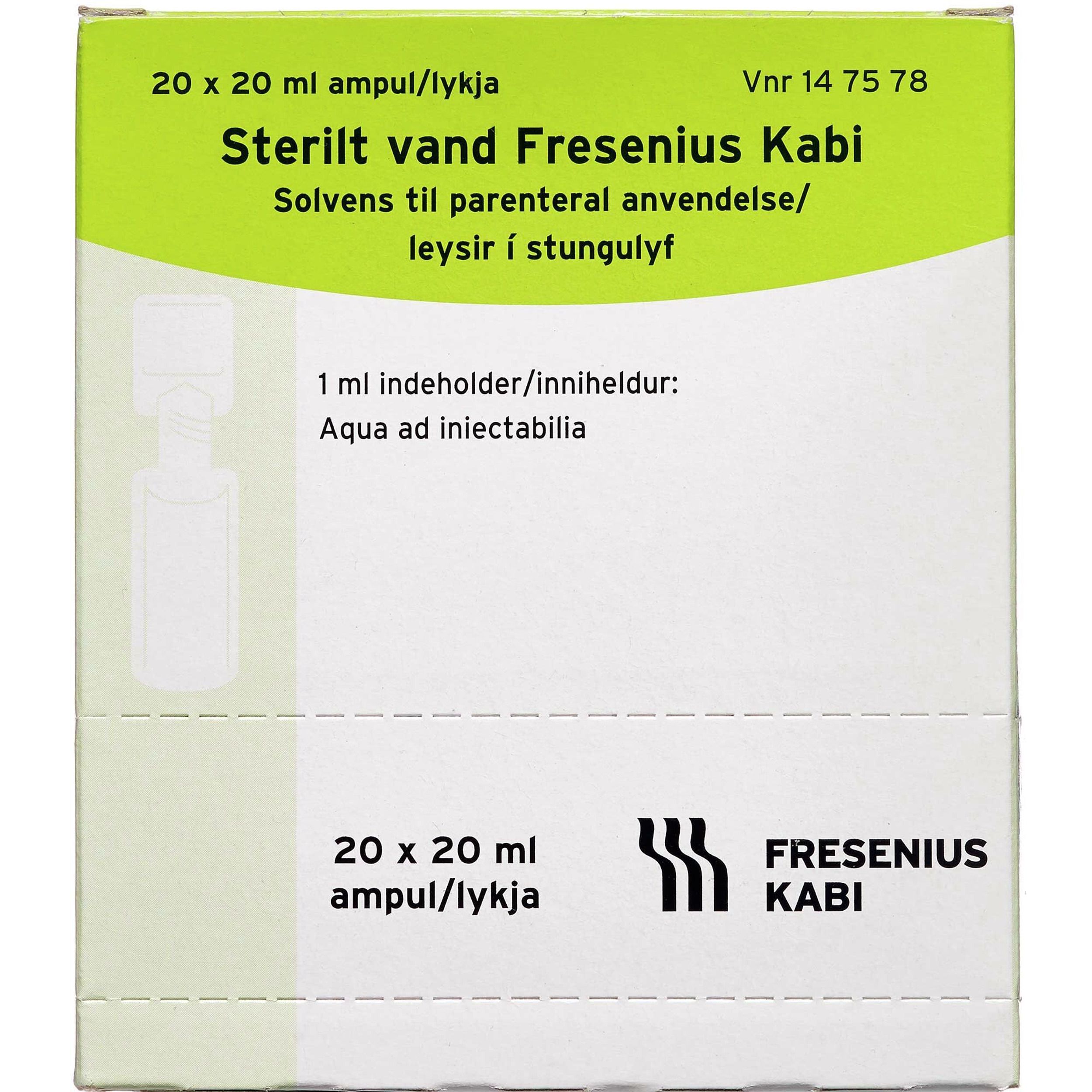 Sterilt vatten/vann/vand  Fresenius Kabi