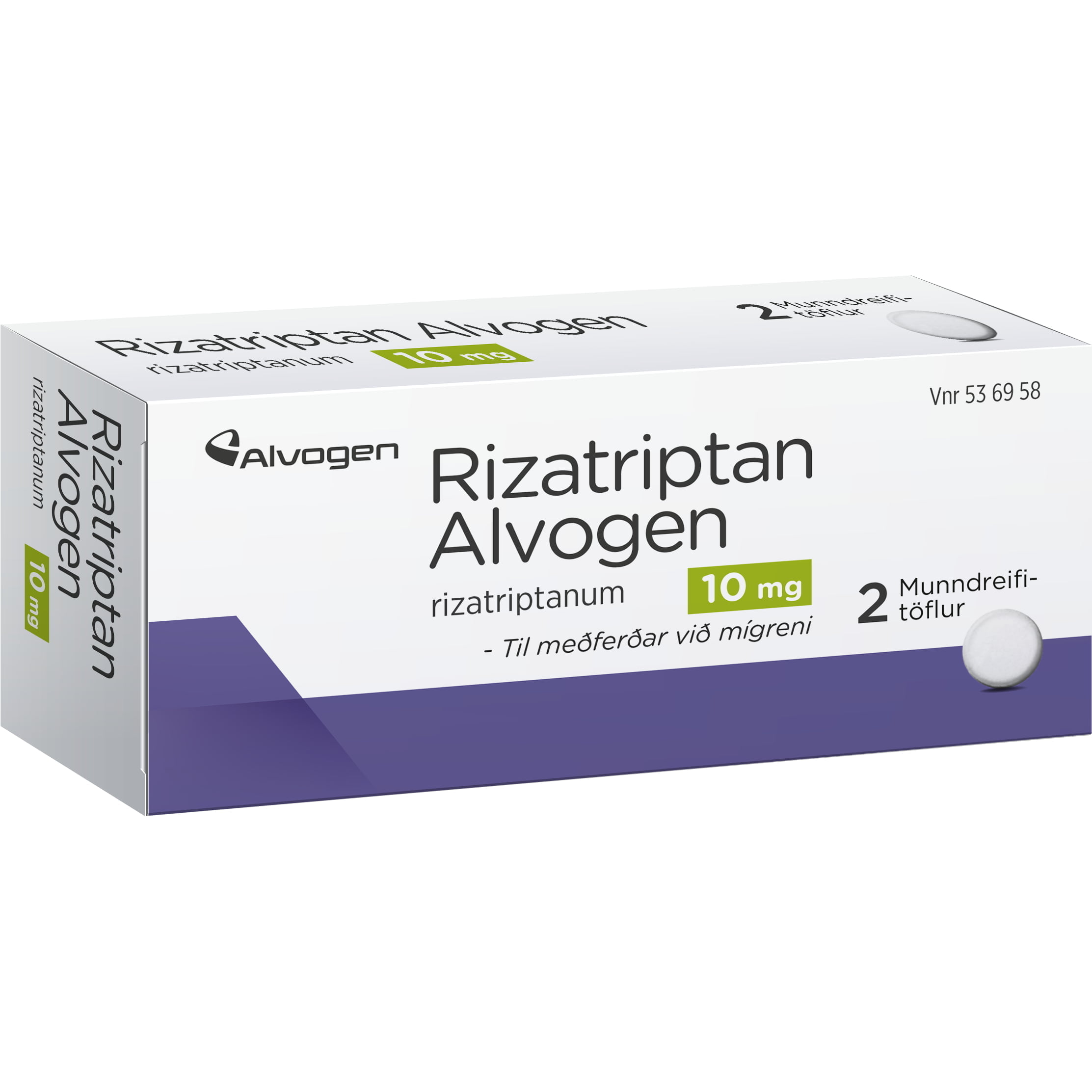 Rizatriptan Alvogen 2stk 10mg [munndr.t]