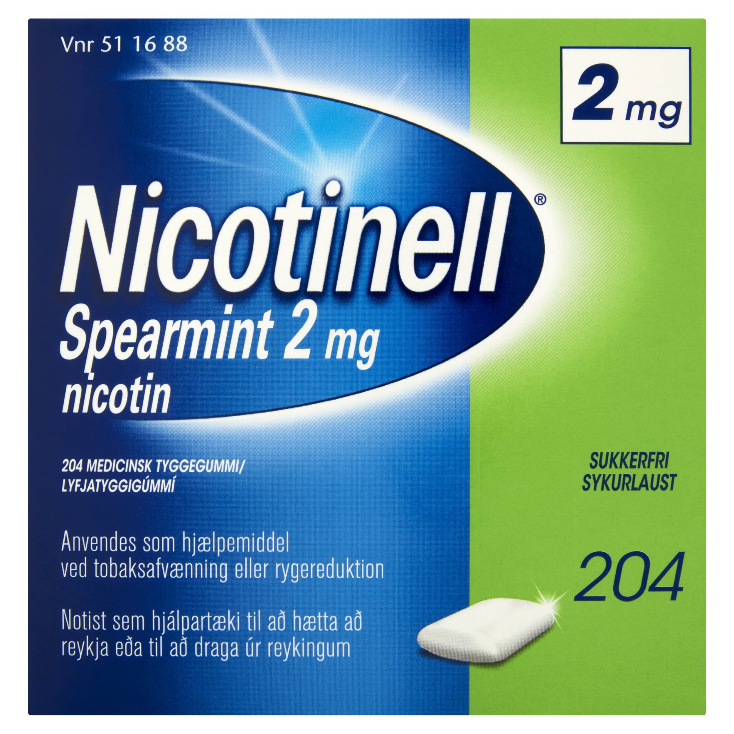 Nicotinell Spearmint 204stk 2mg [tyggigú