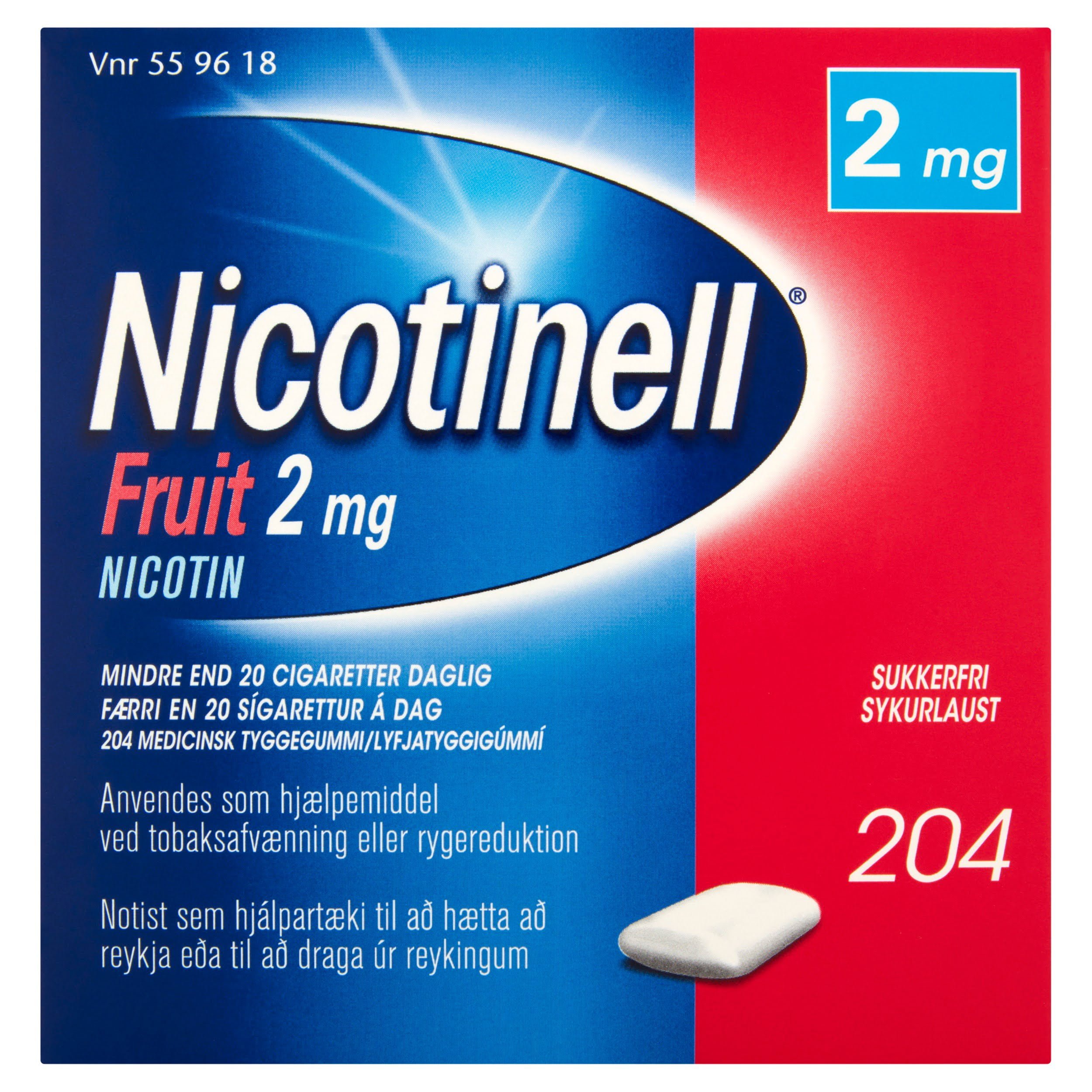 Nicotinell Fruit 204stk 2mg [tyggigúm]